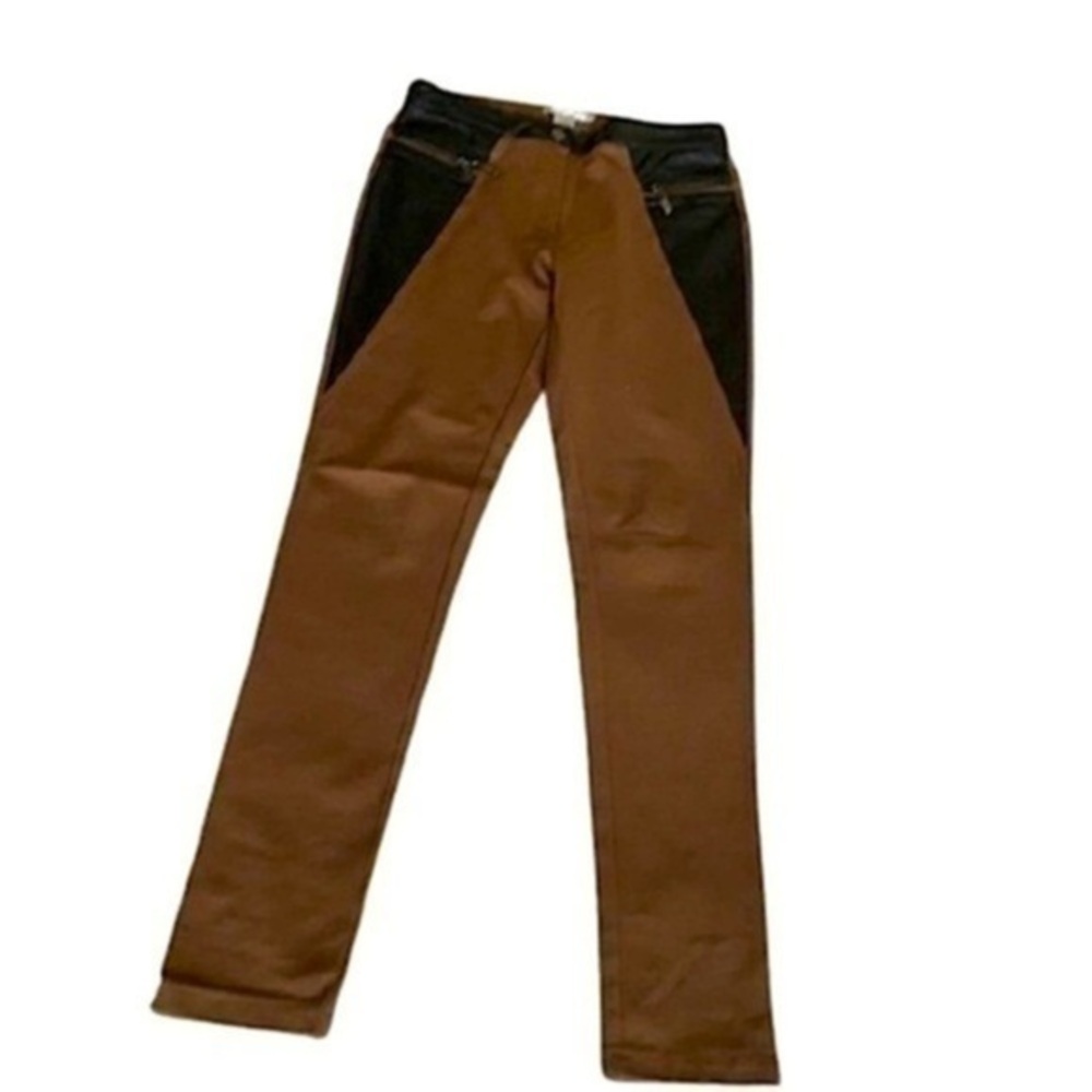 Alberto Makali skinny leather panel pants spandex size small zippered pockets - Picture 2 of 16